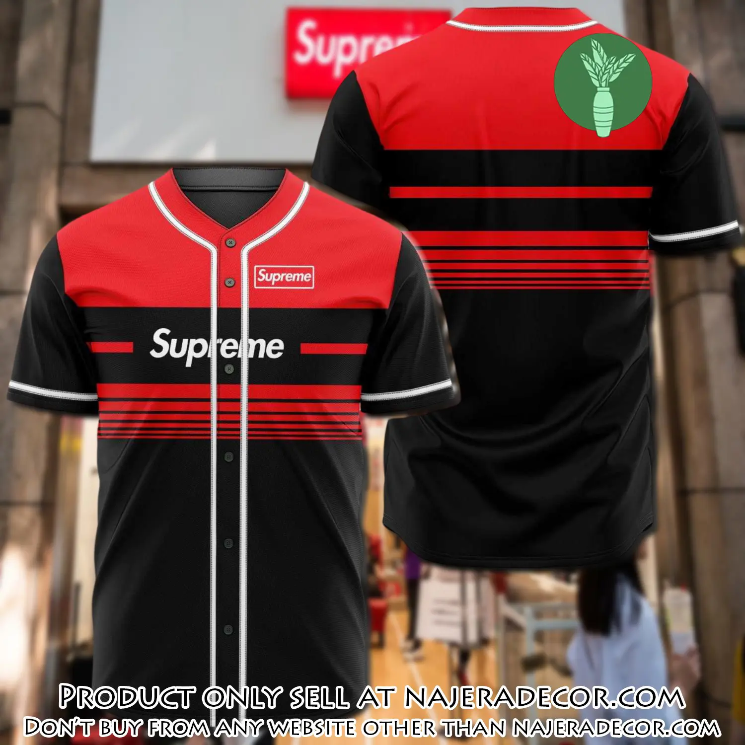 Supreme black red baseball jersey shirt luxury bjs1239 njr1801102